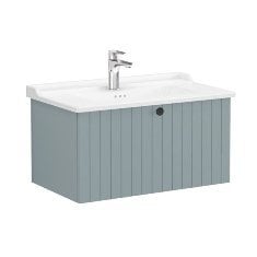 Vitra Root Groove 69383 Lavabo Dolabı, Tek Çekmeceli, 80 Cm, Mat Fiyord Yeşili, Klasik Lavabolu